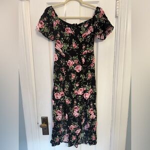 Topshop Floral Off-Shoulder Midi Dress Size 4